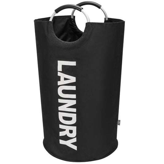 DOKEHOM 90L/125L/160L Large Laundry Basket, Collapsible Laundry Bag, Freestanding Tall Clothes Hamper, Foldable Washing Bin (Black)