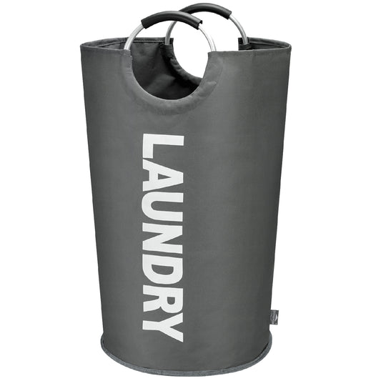 DOKEHOM 90L/125L/160L Large Laundry Basket, Collapsible Laundry Bag, Freestanding Tall Clothes Hamper, Foldable Washing Bin (Dark Grey)