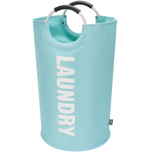 DOKEHOM 90L/125L Large Laundry Basket, Collapsible Laundry Bag, Freestanding Tall Clothes Hamper, Foldable Washing Bin (Light Blue)