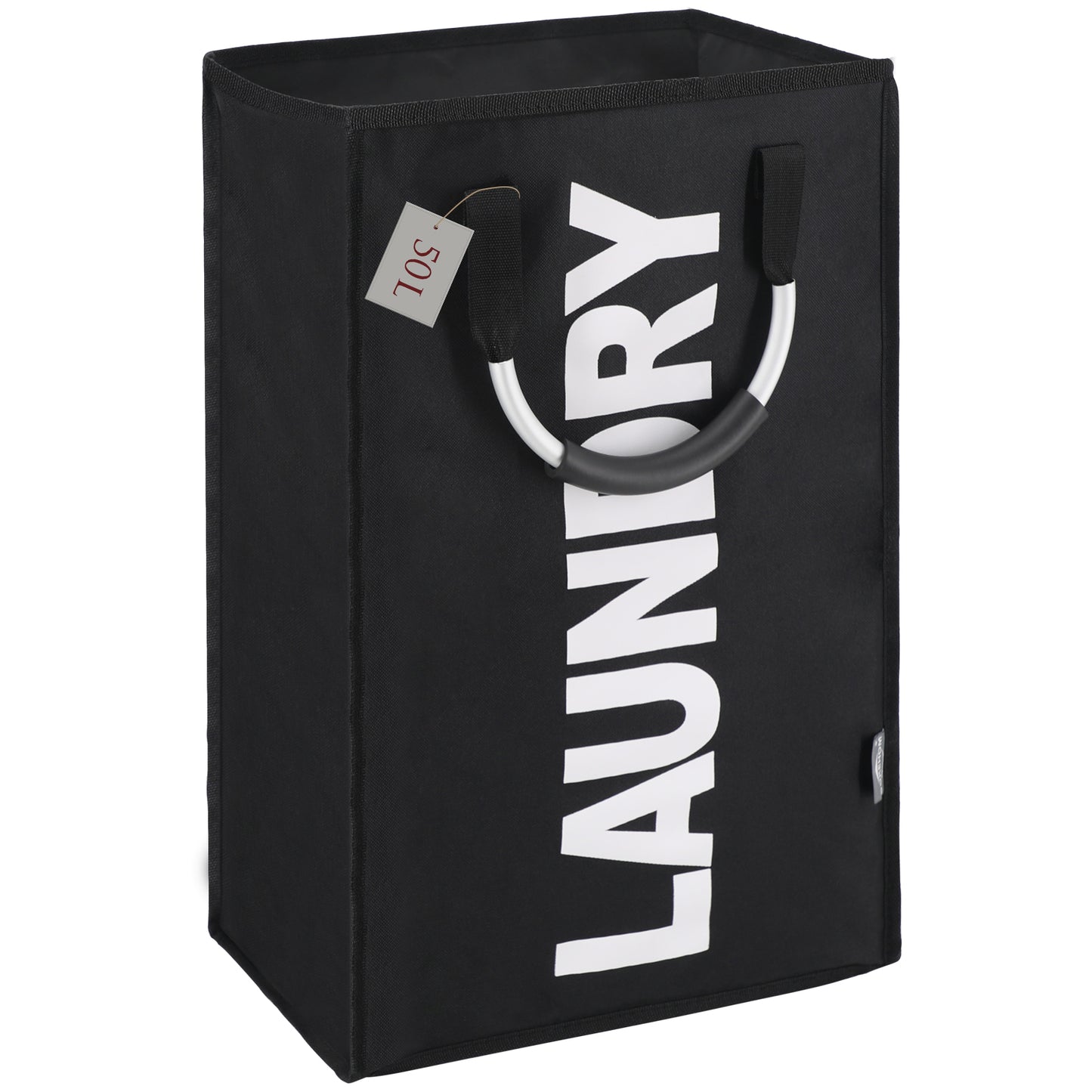 DOKEHOM 50L/80L/120L Large Collapsible Washing Laundry Basket Bag with 2 Sections for Bedroom, Fabric (Black)