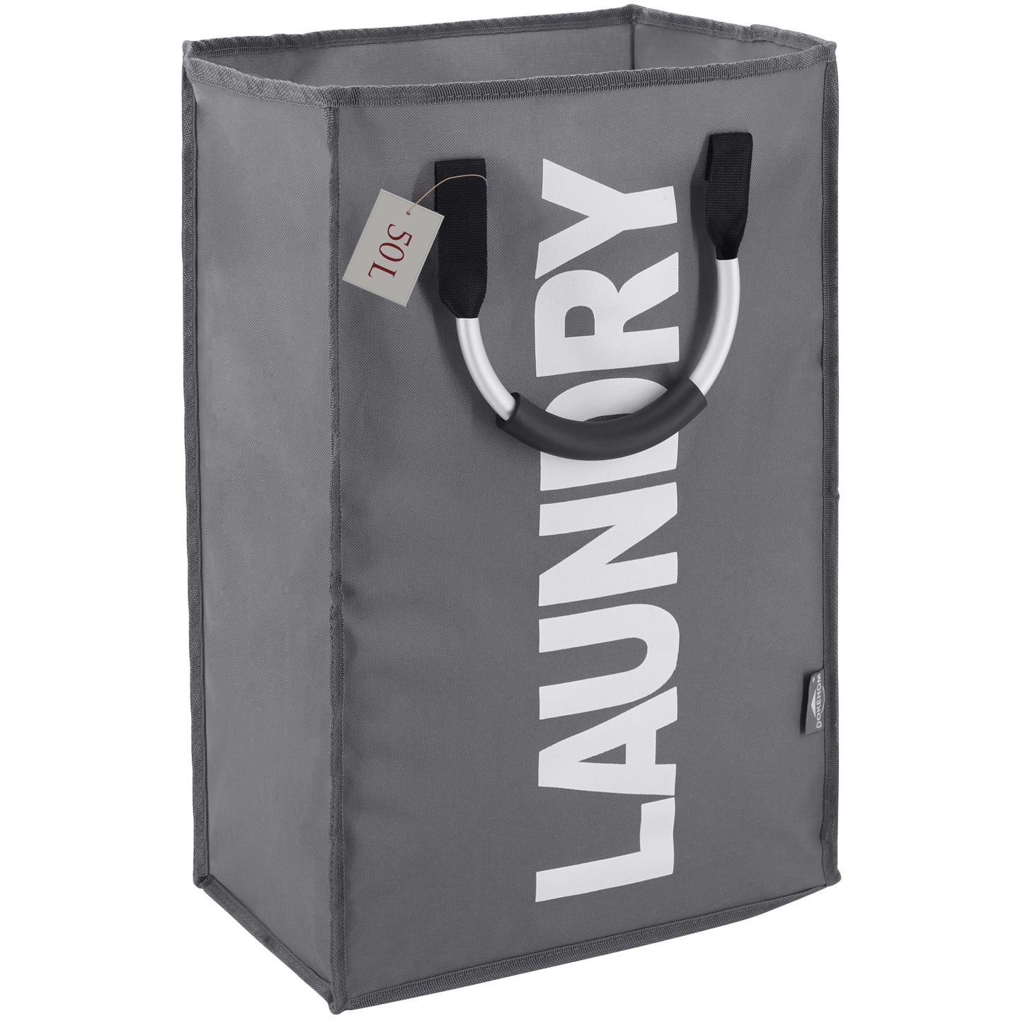 DOKEHOM 80L Large Collapsible Washing Laundry Basket Bag with 2 Sections for Bedroom, Fabric (Dark Grey)