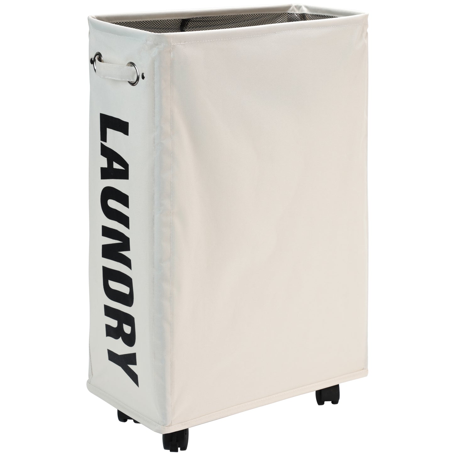 DOKEHOM Laundry Basket on Wheels, Collapsible Rolling Laundry Hamper, Foldable Corner Clothes Storage Bins