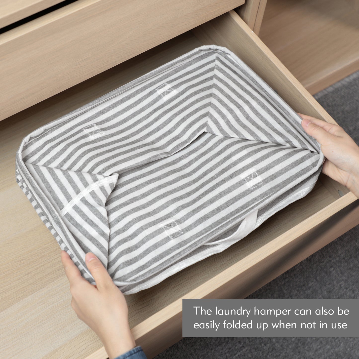 DOKEHOM Freestanding Laundry Hamper with Handle, Collapsible Large Cotton Storage Basket for Clothes