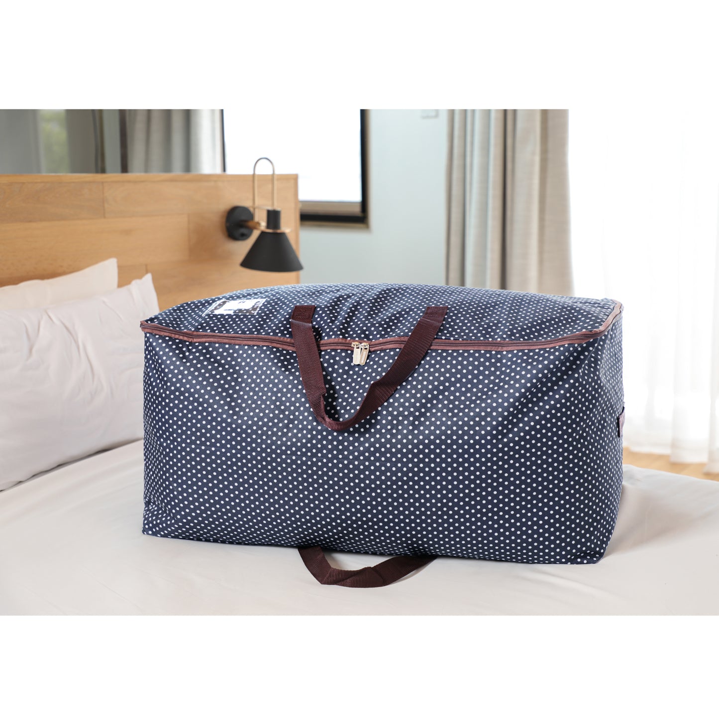 DOKEHOM 105L Large Underbed Clothes Storage Bag with Zip, Moisture proof (Blue)