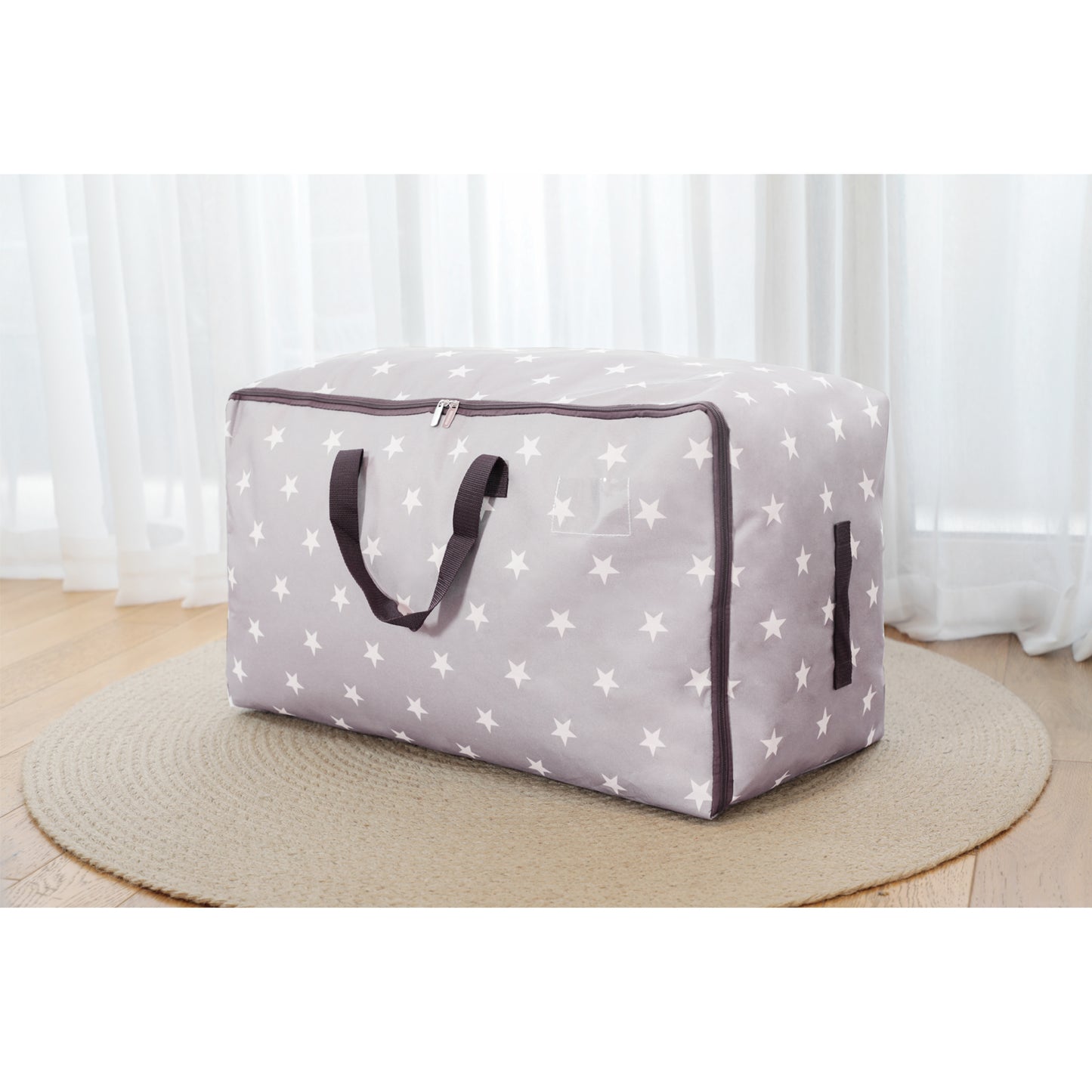 DOKEHOM 105L Large Underbed Clothes Storage Bag with Zip, Moisture proof (Grey)