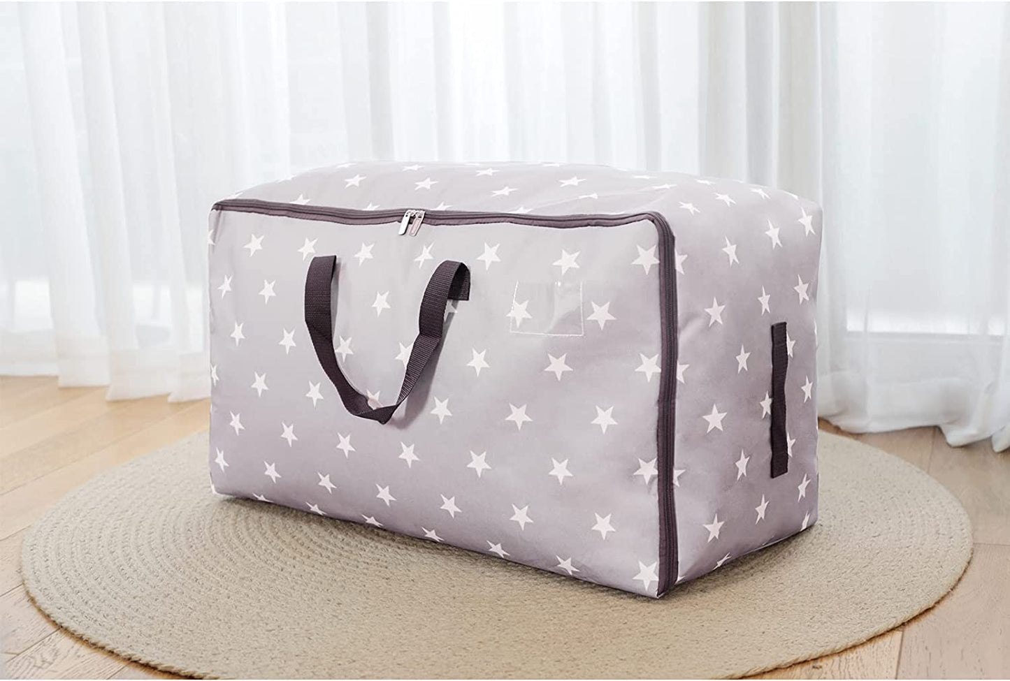 DOKEHOM 3-Pieces 105L Large Storage Bag, Fabric Clothes Bag, Thick Ultra Size Under Bed Storage, Moisture proof (Grey, 3 Pack)