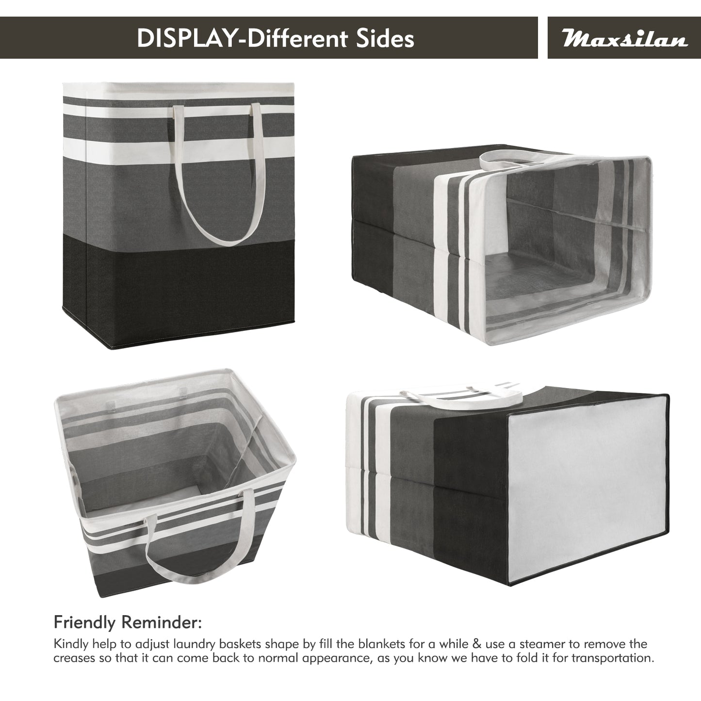 DOKEHOM 80L/120L Freestanding Laundry Hamper with Handle, Collapsible Large Cotton Storage Basket for Clothes