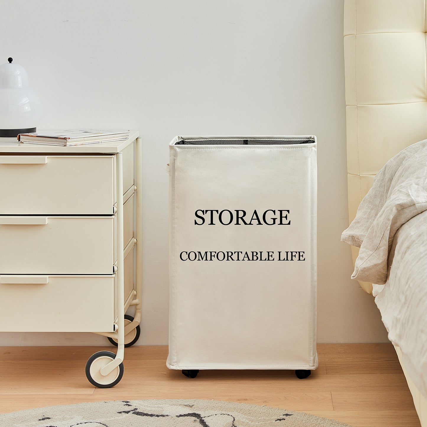 DOKEHOM 25-Inches Slim Laundry Basket on Wheels, Collapsible Rolling Laundry Hamper, Foldable Narrow Corner Clothes Storage Bins