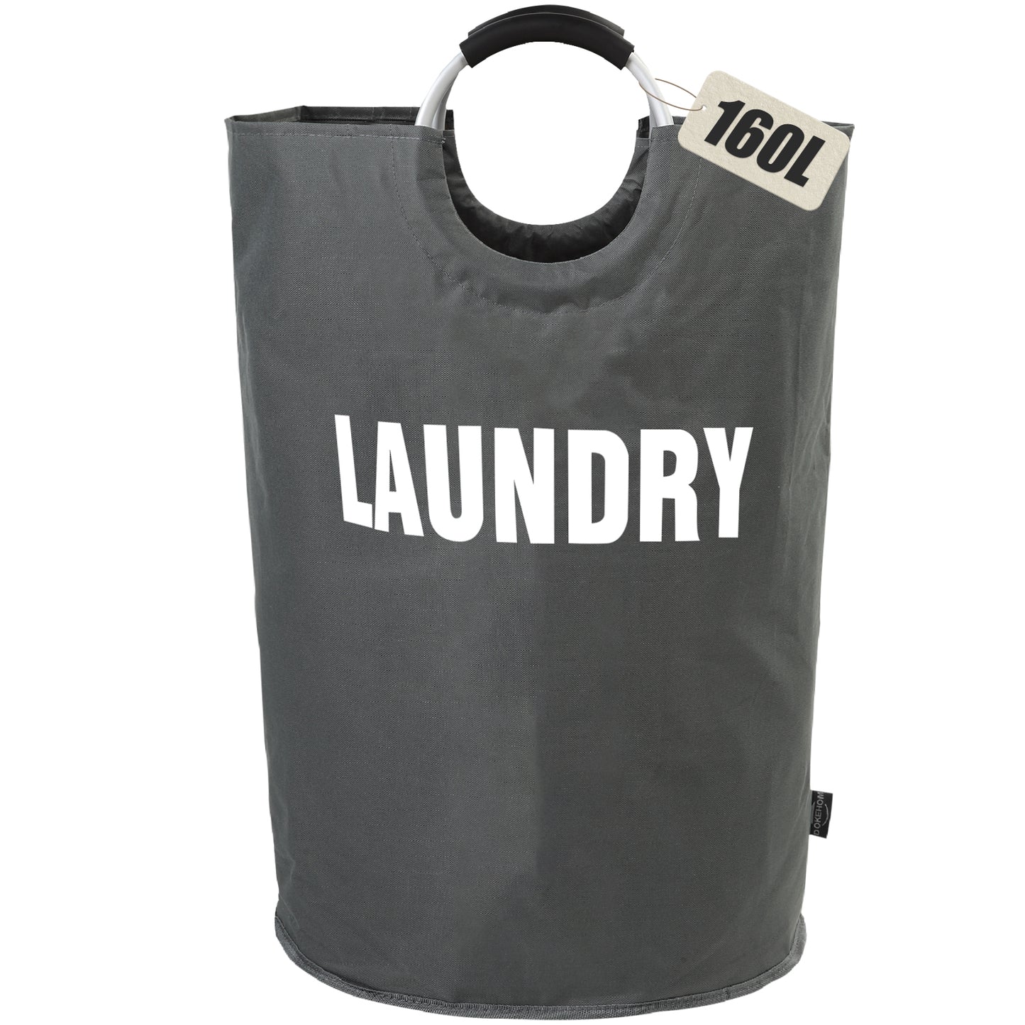 DOKEHOM 160L XX-Large Laundry Basket, Collapsible Laundry Bag, Freestanding Tall Clothes Hamper, Foldable Washing Bin (Dark Grey)