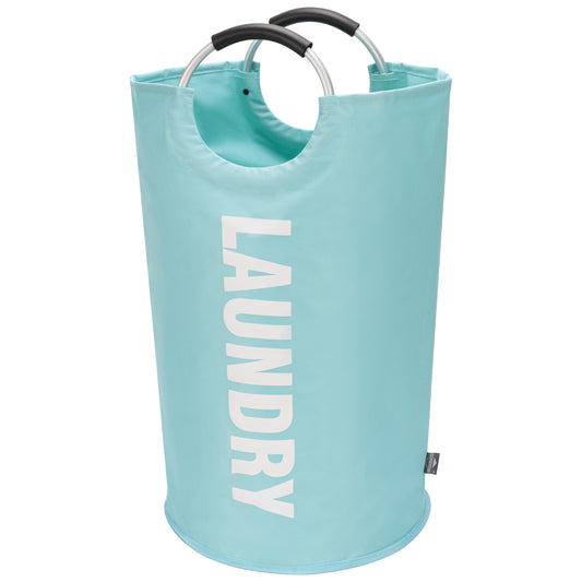 DOKEHOM 125L X-Large Laundry Basket, Collapsible Laundry Bag, Freestanding Tall Clothes Hamper, Foldable Washing Bin (Light Blue)
