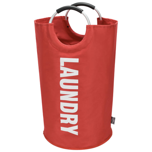 DOKEHOM 125L X-Large Laundry Basket, Collapsible Laundry Bag, Freestanding Tall Clothes Hamper, Foldable Washing Bin (Red)