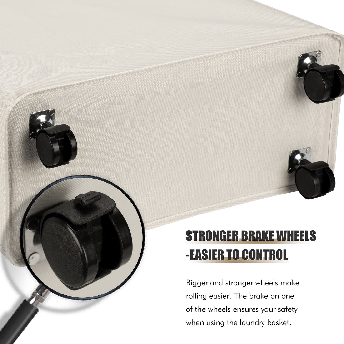 DOKEHOM 25-Inches Slim Laundry Basket on Wheels, Collapsible Rolling Laundry Hamper, Foldable Narrow Corner Clothes Storage Bins (Beige)