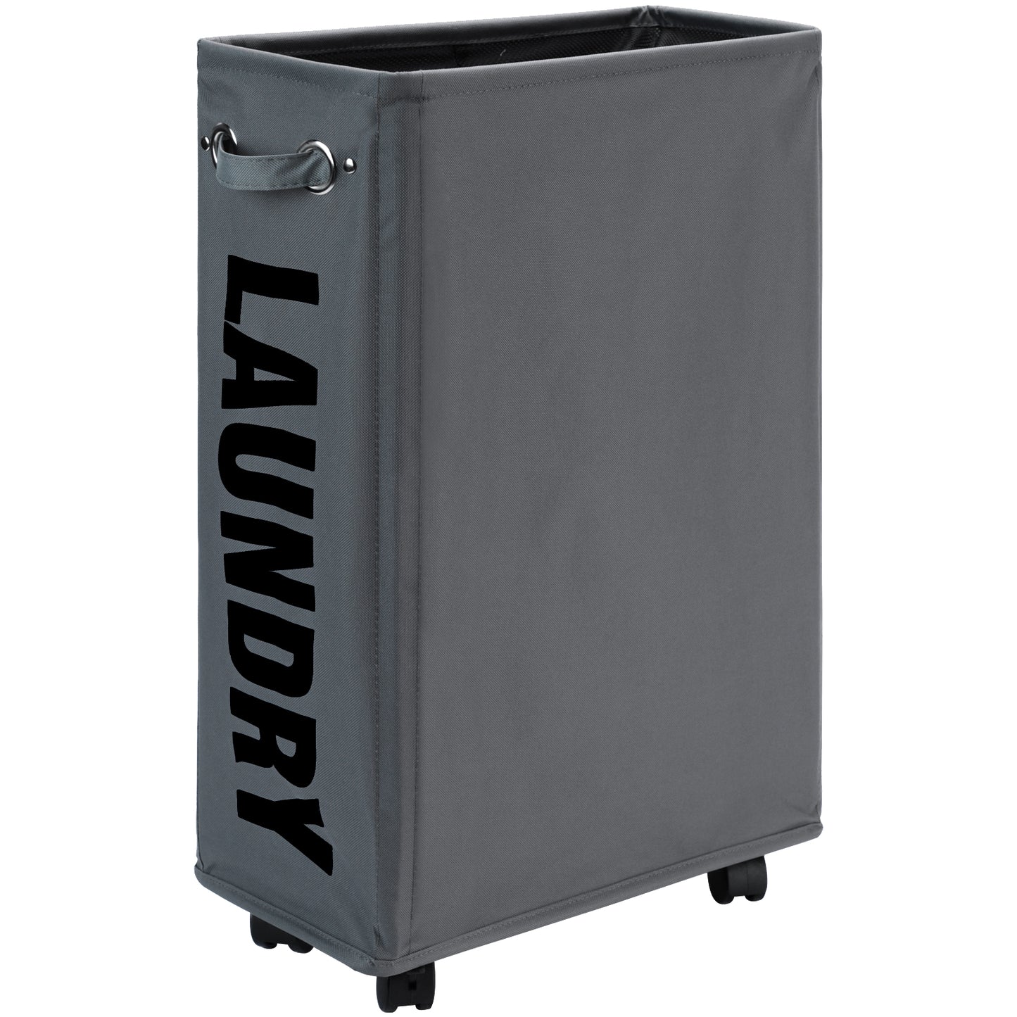 DOKEHOM Laundry Basket on Wheels, Collapsible Rolling Laundry Hamper, Foldable Corner Clothes Storage Bins