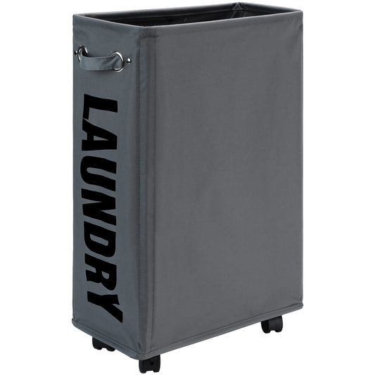 DOKEHOM Laundry Basket on Wheels, Collapsible Rolling Laundry Hamper, Foldable Corner Clothes Storage Bins