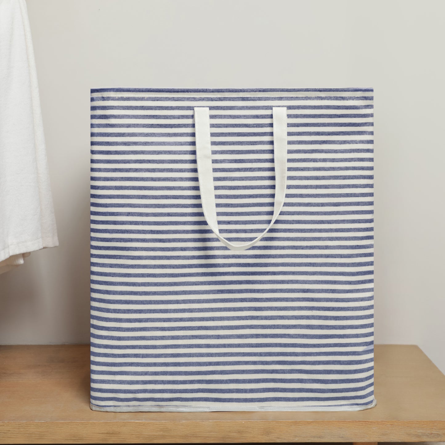 DOKEHOM 120L Freestanding Laundry Hamper with Handle, Collapsible Extra Large Cotton Storage Basket for Clothes (Blue)