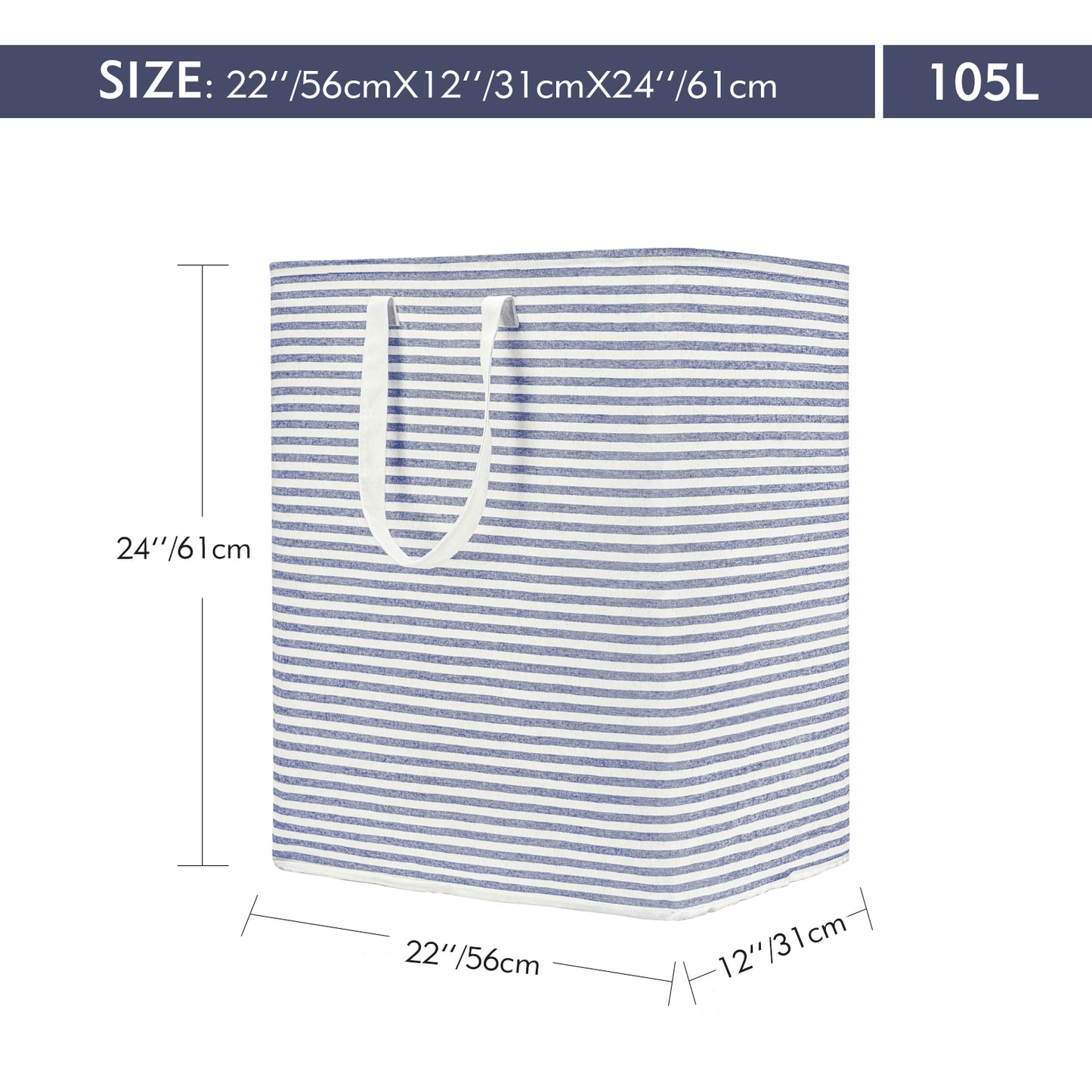 DOKEHOM 120L Freestanding Laundry Hamper with Handle, Collapsible Extra Large Cotton Storage Basket for Clothes (Blue)