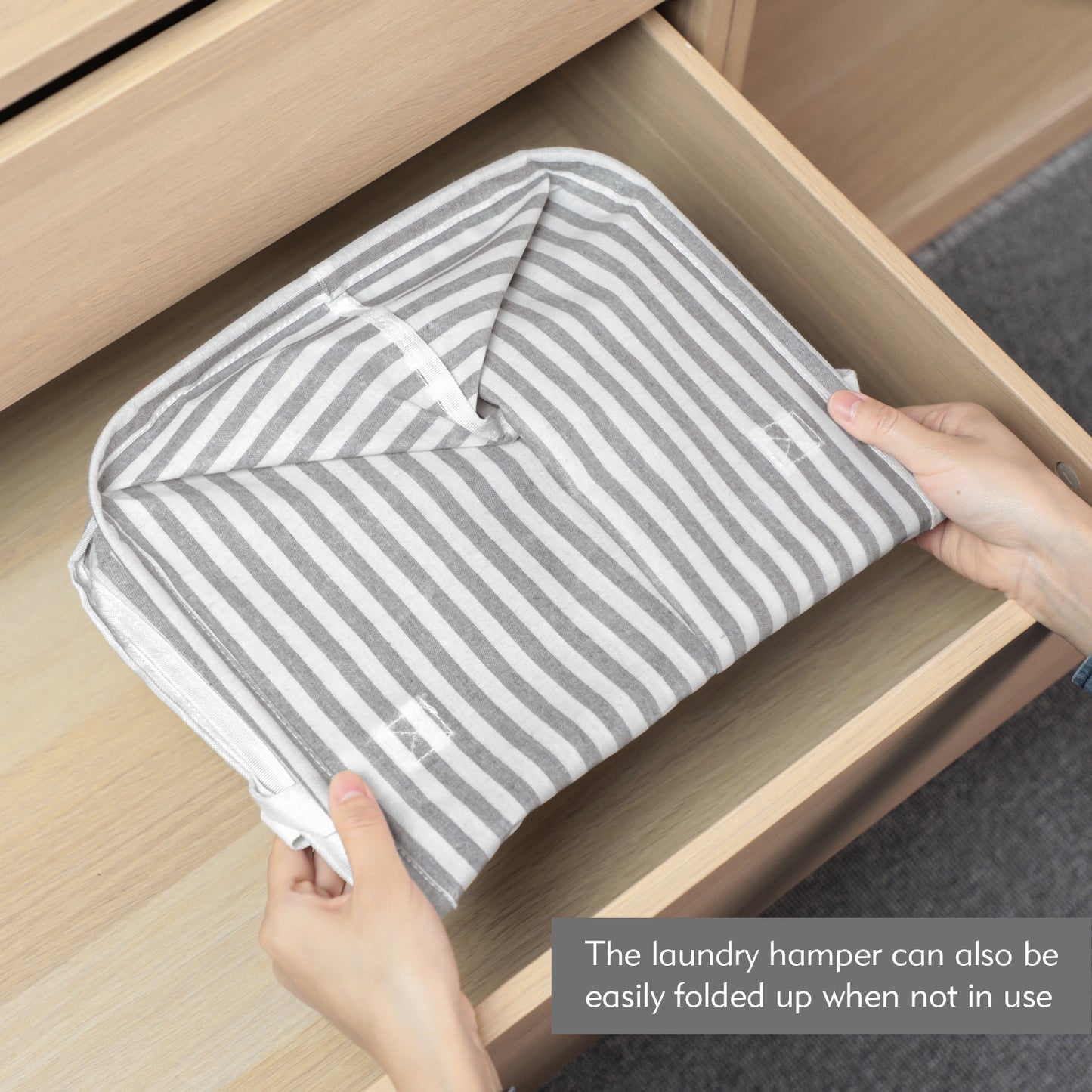 DOKEHOM 120L Freestanding Laundry Hamper with Handle, Collapsible Extra Large Cotton Storage Basket for Clothes (Grey)