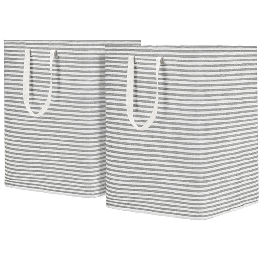 DOKEHOM 120L [2 Pack] Freestanding Laundry Hamper with Handle, Collapsible Extra Large Cotton Storage Basket for Clothes (Grey)