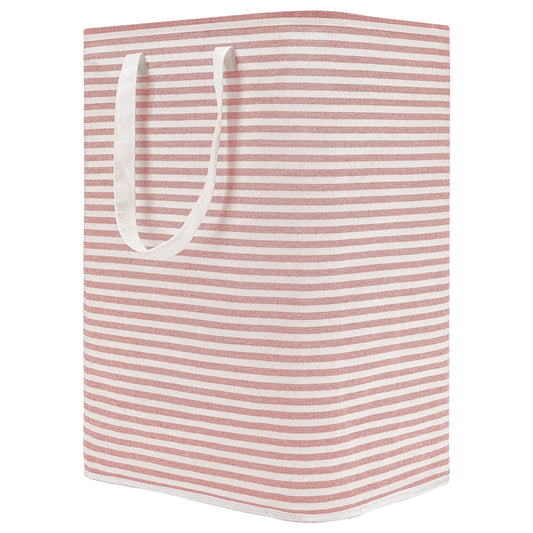 DOKEHOM 80L Freestanding Laundry Hamper with Handle, Collapsible Large Cotton Storage Basket for Clothes (Pink)