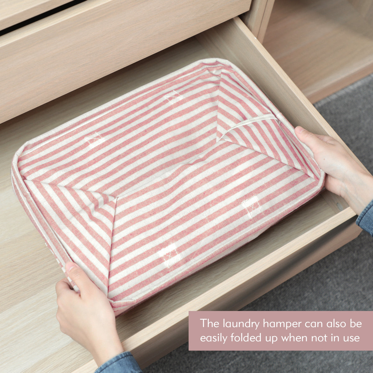 DOKEHOM 80L Freestanding Laundry Hamper with Handle, Collapsible Large Cotton Storage Basket for Clothes (Pink)