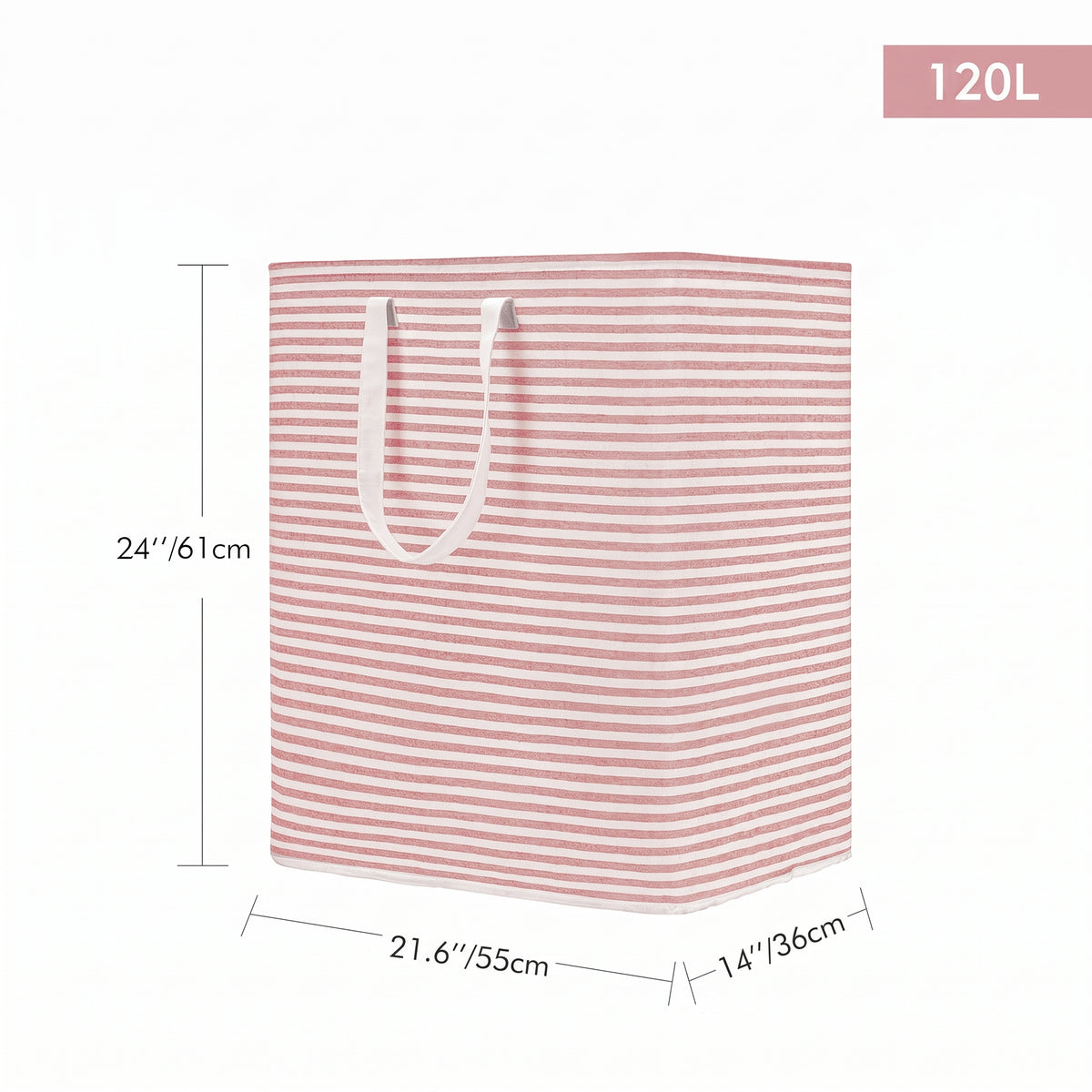 DOKEHOM 120L Freestanding Laundry Hamper with Handle, Collapsible Extra Large Cotton Storage Basket for Clothes (Pink)
