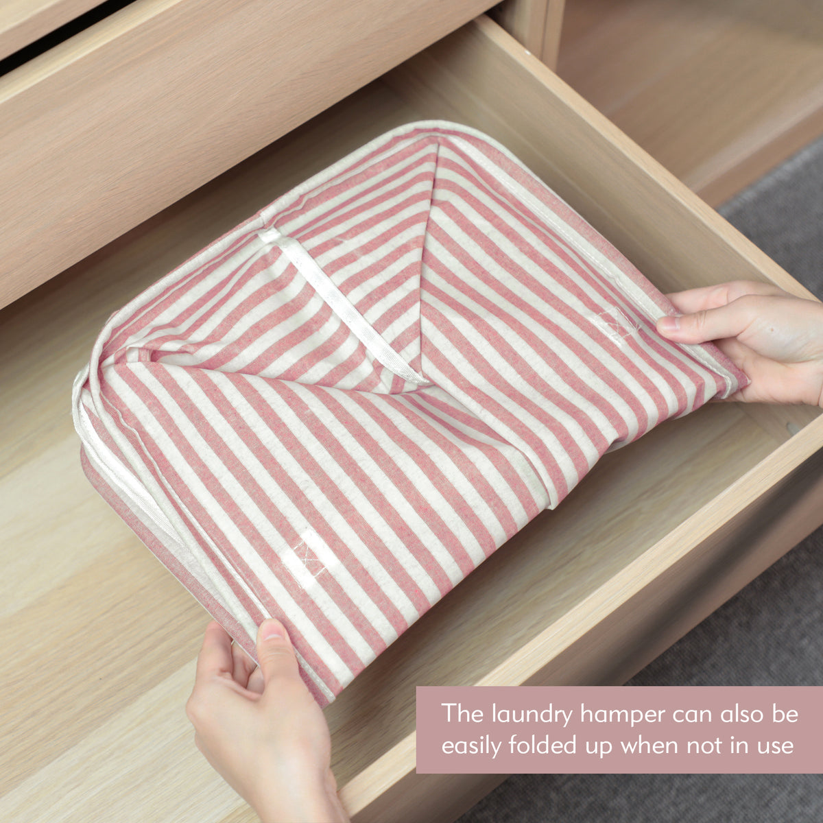 DOKEHOM 120L Freestanding Laundry Hamper with Handle, Collapsible Extra Large Cotton Storage Basket for Clothes (Pink)