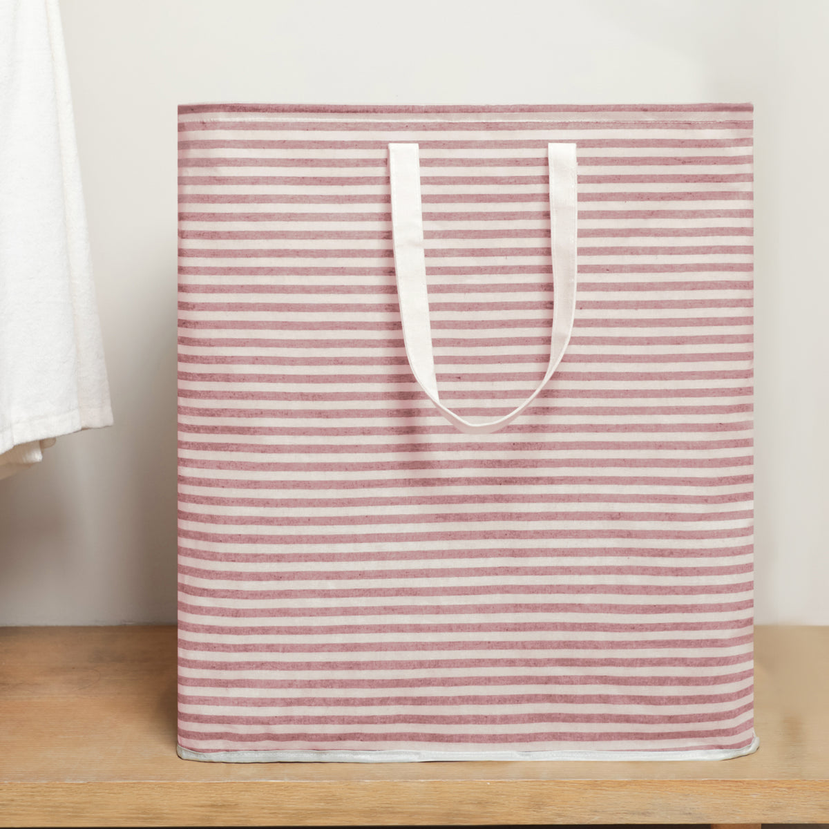 DOKEHOM 120L Freestanding Laundry Hamper with Handle, Collapsible Extra Large Cotton Storage Basket for Clothes (Pink)