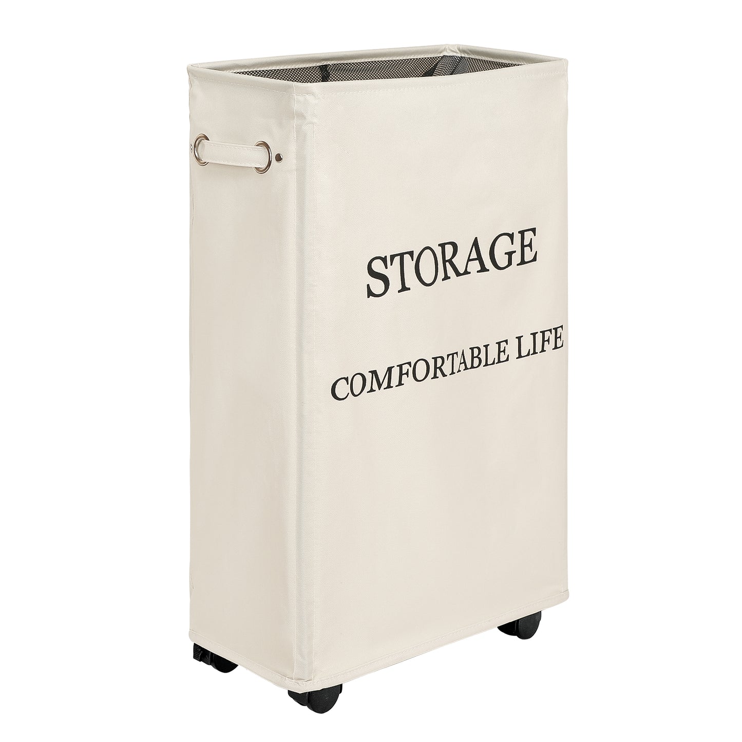 DOKEHOM 25-Inches Slim Laundry Basket on Wheels, Collapsible Rolling Laundry Hamper, Foldable Narrow Corner Clothes Storage Bins
