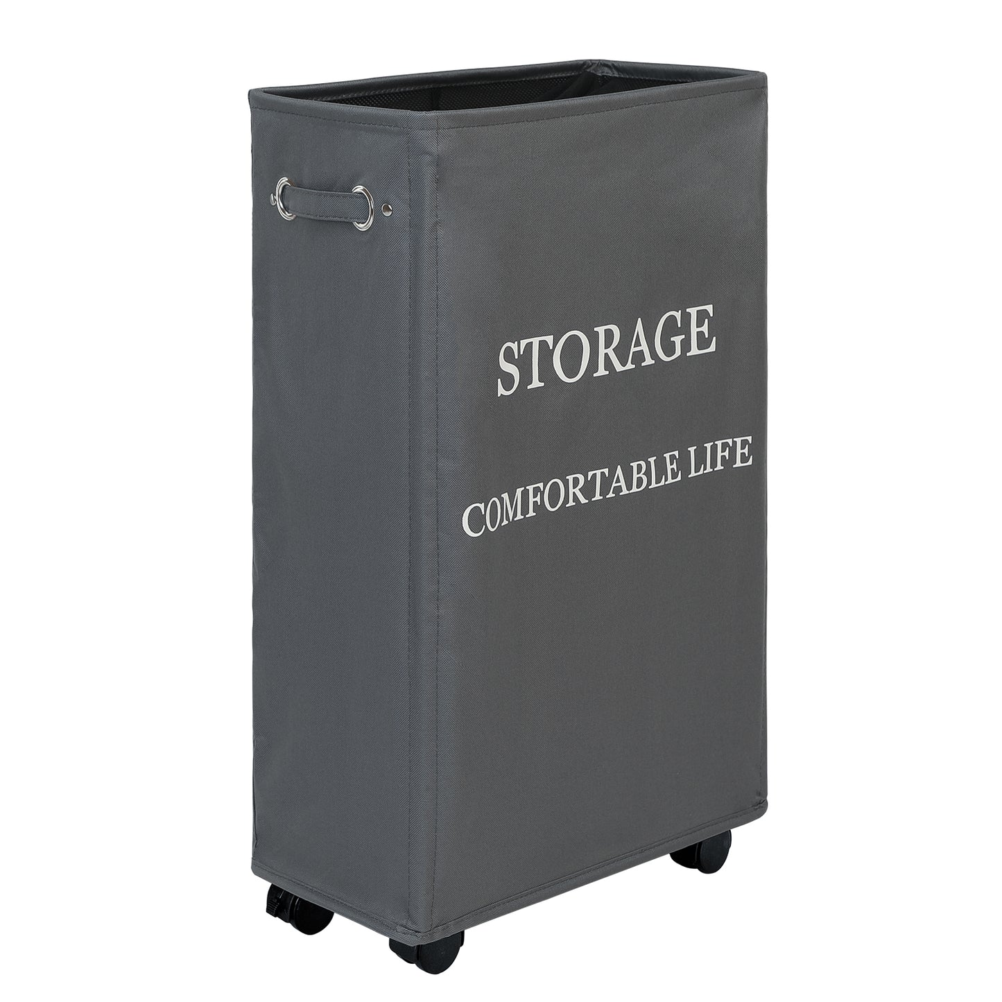 DOKEHOM 25-Inches Slim Laundry Basket on Wheels, Collapsible Rolling Laundry Hamper, Foldable Narrow Corner Clothes Storage Bins